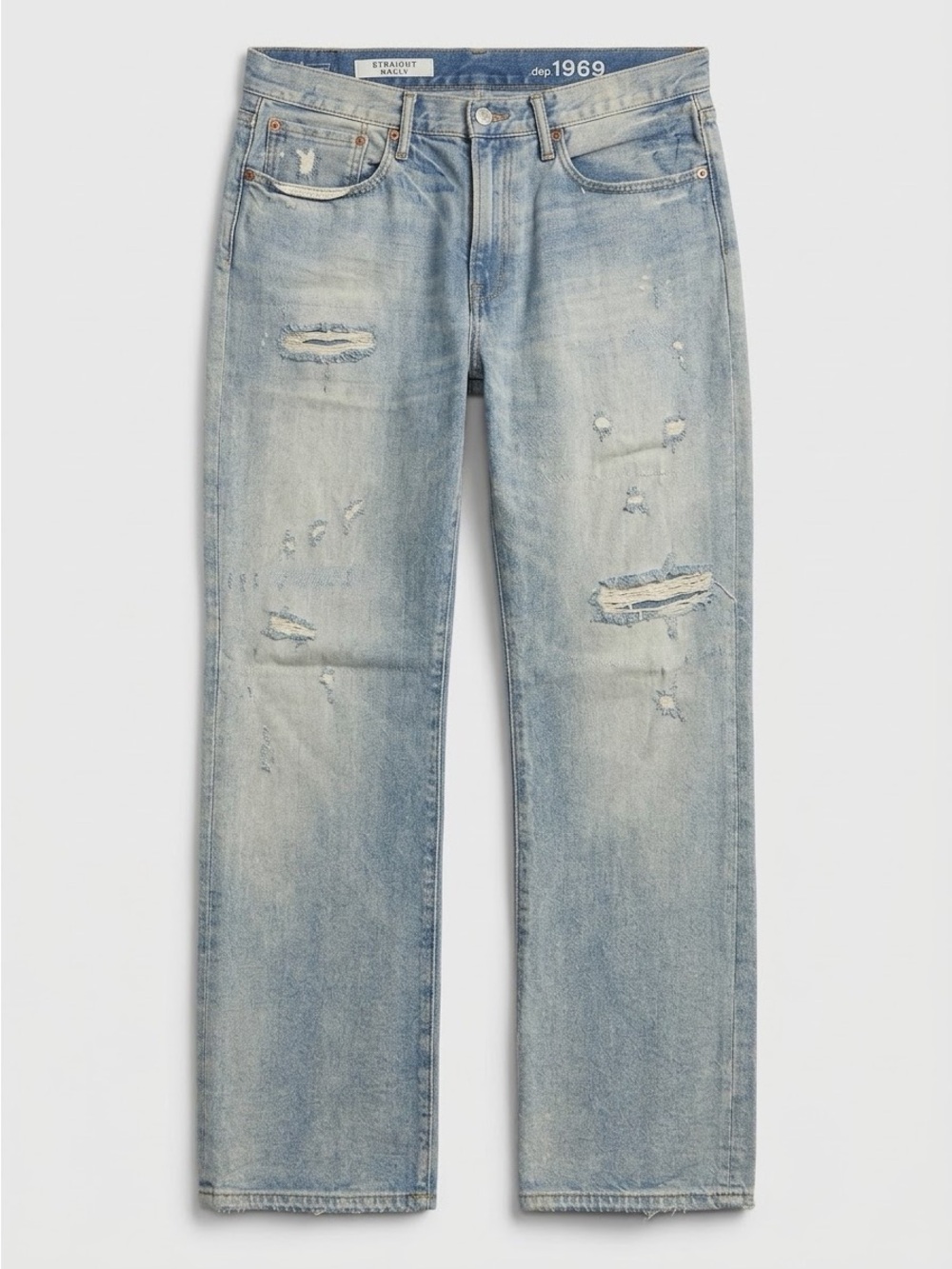 GAP Light Blue Straight Ripped Jeans